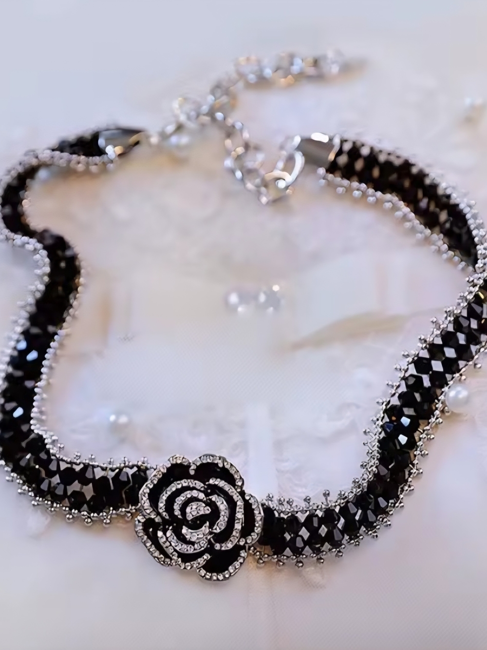 Camillian Black Choker Necklace - Elegant Women's Jewelry 16" Beautiful!